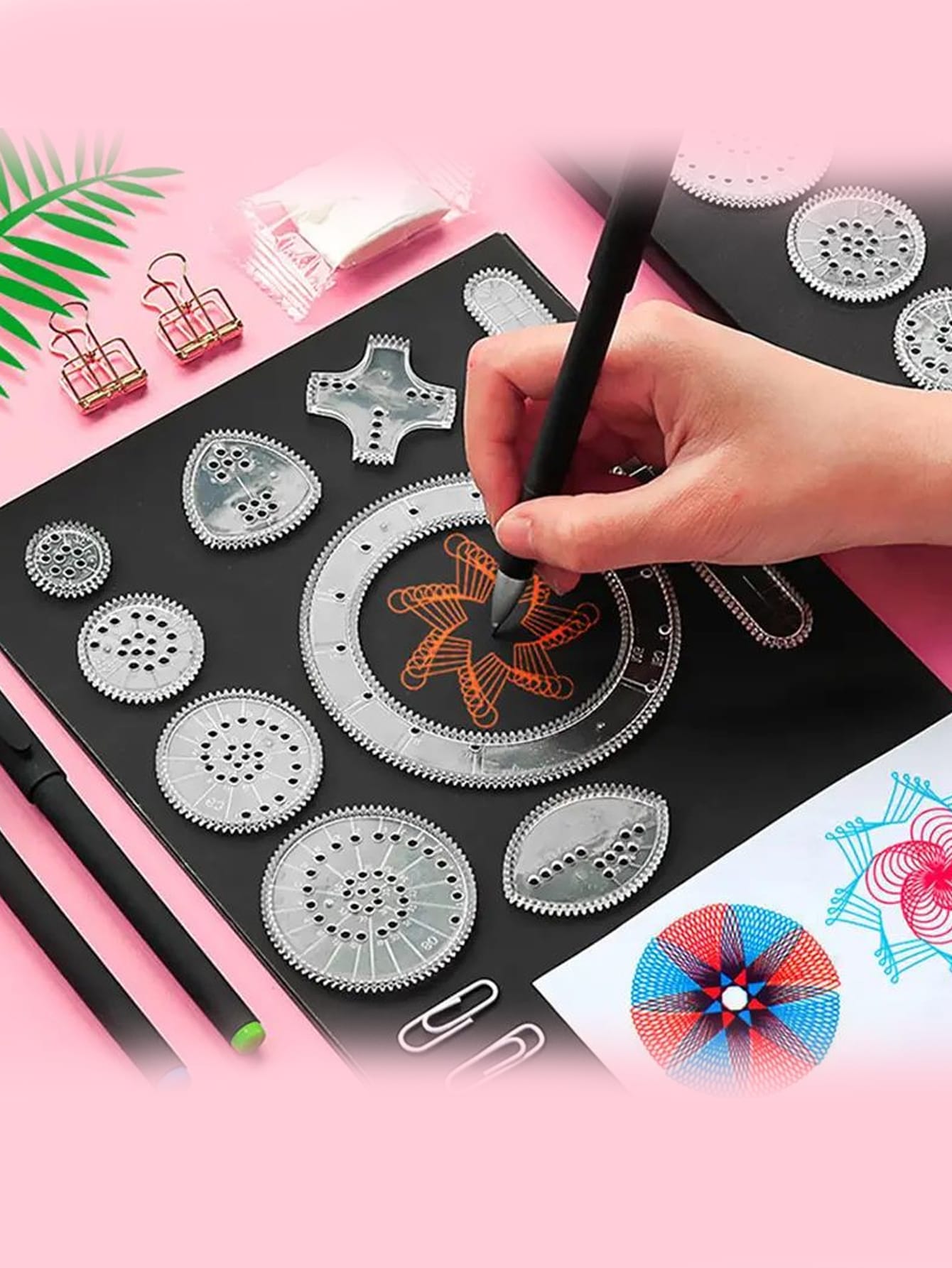 Magic Ruler Set Random Striped Design, Versatile Drawing Tool For