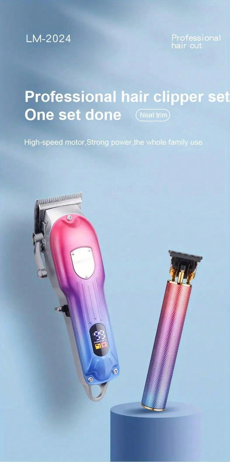 Professional Hair Clippers Set for Men Cordless Hair Trimmers Gradient