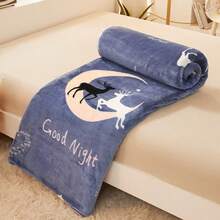 1片加厚珊瑚絨毛毯,全季節柔軟舒適的毛毯,適合在辦公室小憩和家用 - 藍色 - 查看 2