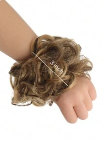1pc Mixed color Messy Wavy Chignon Synthetic Updo Bun Hair Extension Fluffy Curly Messy  Elastic Rubber band bun