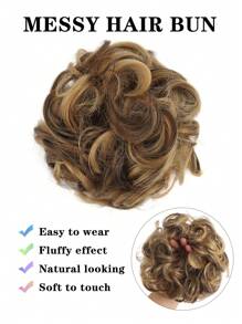 1pc Mixed color Messy Wavy Chignon Synthetic Updo Bun Hair Extension Fluffy Curly Messy  Elastic Rubber band bun