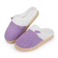 女式冬季厚底保暖且舒適防滑家居拖鞋 - 紫色 - 查看 7
