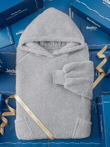 Bedsure Mother's Day Wearable Blanket Hoodie, Cozy Sherpa Hoodie Blanket, Warm Hooded Blanket Sweatshirt With Pockets, For Spring Decor, Wedding Decor, Easter Decor, Room Decor, Home Decor - 灰色 - 查看 7