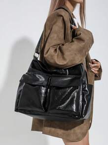 Large Capacity Messenger Bag For Women, Crossbody Bag With Big Pocket - Black - View 1