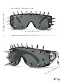 1pc Cyber Punk Style Personalized Fashionable Studded Fashion Glasses For Photo Shooting And Party Street Shades Accessories Halloween Beach Accessories Glasses Shades Looks Street Style And Suit For Sweater Jacket Sweatshirt Hoodie Leather Pants And Cargo Pants For Summer Beach Vacation, Outdoor, Travel - Black - View 2