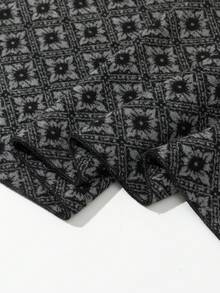 1條男式黑灰色格紋帶流蘇的圍巾 - 黑色 - 查看 3