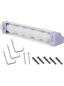 Varal De Parede Automático Rotoflex Para Apartamento Ou Casa – 5 Cordas Retrátil - Branco - Visão 3