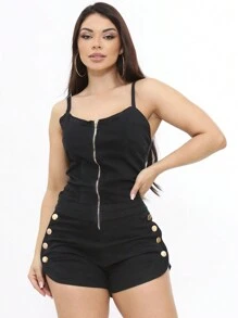 Women Denim Overalls & Jumpsuits - 深色水洗藍 - 查看 2