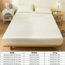 1pc Thick Soft Breathable Solid Color Waterproof Mattress Cover (single Size), Wrinkle Protective Sheet With Easy Disassembly For All Seasons - cream white - View 3