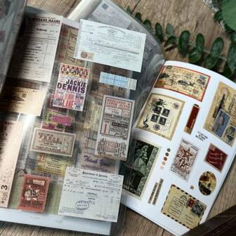 20 张/包复古和纸 PVC 贴纸，复古发票系列 Ins 风格标签，DIY 日记和剪贴簿装饰，学校用品，返校