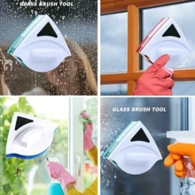 Limpa Janelas Magnético Com Super Imã Dupla Face Apartamento Limpador De Vidros Rodo Mágico - Azul e Branco - Visão 5