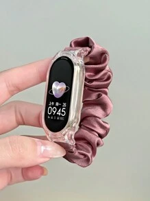 2-In-1 Scrunchie Strap & Transparent Protective Case Compatible With Xiaomi Mi Band 3/4/5/6/7/8/9/10, Band 3/4/5/6/8/9/10 NFC, Suitable For Women - Heart Purple - View 12