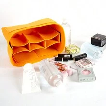 1pc Solid Color Felt Cosmetic Bag For Women - Pink - View 7