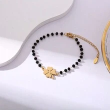 1pc European And American Style Fashionable Titanium Steel Bracelet, Daily Unisex Accessory - Silver - View 3