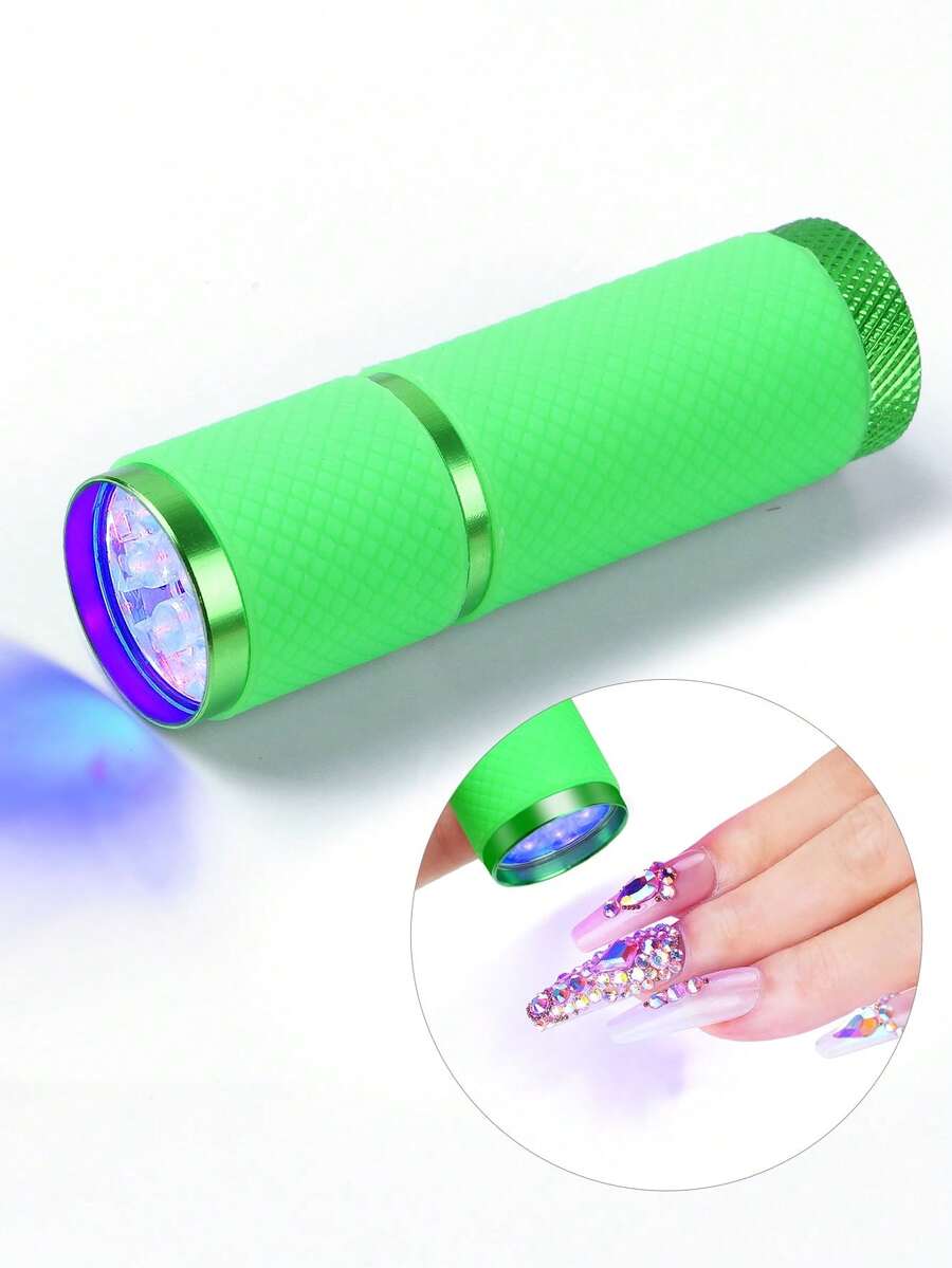 1個led美甲迷你手電筒烤燈,快速乾燥便攜式指甲油光療燈（不含電池）
