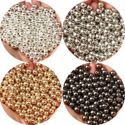 3-12mm金屬電鍍ccb圓形種子間隔珠,適用於女性珠寶製作diy手作配件