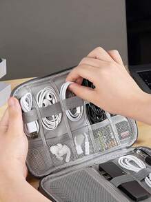 1pc Men Women Grey Nylon Watch Organizer Case Multifunction Portable Travel Package Compatible With Apple Watch Strap /Cables/Chargers/Headsets Watchband Storage Bag Holder Boxes Pouch