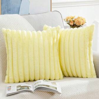 1 件/2 件纯色靠垫套（无填充物）、布艺抱枕套，适用于客厅沙发