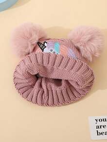 冬季兒童獨角獸針織帽,韓國風格,適合女寶寶的溫暖可愛帽子