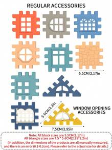 64/88pcs Children's Creative Mosaic Window Blocks Of Mixed Style. Children Can Assemble Houses With Windows, Suitable For Parent-Child Interaction & Educational Classroom Training, Ages 0-12 Room Decoration Winter Gifts