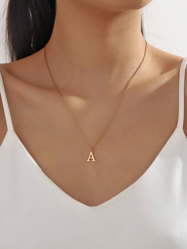 1 Pc Elegant Style English 26 Letter Necklace For Women's Daily Wear Initial Necklace