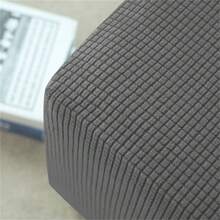 1 件装纯色方形脚凳套弹力摇粒绒布脚凳套全包椅套保护套适用于客厅椅套 - 深灰色 - 查看 5