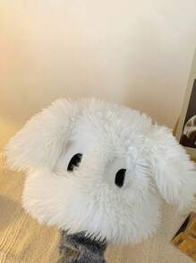 1pc Women's Plush Funny Long Ear Dog Knitted Hat, Nylon Material, Winter Warm Ear Protection Hat - White - View 5