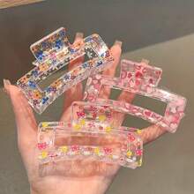 3入組心形花蝴蝶印花髮夾梳夾,日常髮飾禮物適用於女孩 - 彩色 - 查看 1