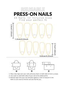 24入組長杏仁形現代創意美甲文件+1支指甲緩衝器+1支果凍膠 - 彩色 - 查看 5