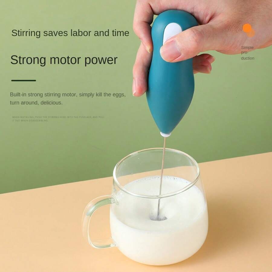 牛奶加熱器,咖啡加熱器,小型電動打奶泡機,手持無線不鏽鋼打蛋器 - 深綠色 - 查看 1