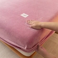 1pc Thick Soft And Breathable Milk Velvet Fitted Sheet (single),high Density Warm And Tender Fabric, Moisture Absorption And Breathable, Wrinkle-resistant Protection Cover, Easy To Disassemble, Suitable For All Seasons