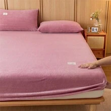 1pc Thick Soft And Breathable Milk Velvet Fitted Sheet (single),high Density Warm And Tender Fabric, Moisture Absorption And Breathable, Wrinkle-resistant Protection Cover, Easy To Disassemble, Suitable For All Seasons