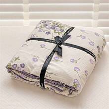 Ultra-soft Jacquard Aerobic Small Bamboo Two-layer Yarn Three-piece/four-piece Set - Purple - View 4