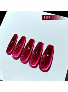 annies 10毫升/1支 Y2K美学水晶磁性猫眼凝胶指甲油全息反光闪粉封层半永久性UV/LED猫眼凝胶圣诞美甲 - 玫紅色 - 查看 2