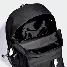 Conjunto de 2 piezas de mochila escolar que brilla en la oscuridad para hombres, puede contener computadoras de 16 pulgadas con un pecho paquete, para regreso a clases, de estilo minimalista de Oxford, con estampado de expresiones de dibujos animados, para estudiantes, hombres, niños, multiusos, regalos de Halloween, otoño, Navidad, grito, mochila multifuncional - Negro - Ver 4