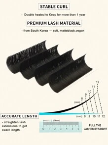 Volume Eyelash Extension Classic Individual Eyelash Extensions 1 Box Volume Eyelash Extensions Lash Extensions Mixed Tray 8-15mm - Black - View 7