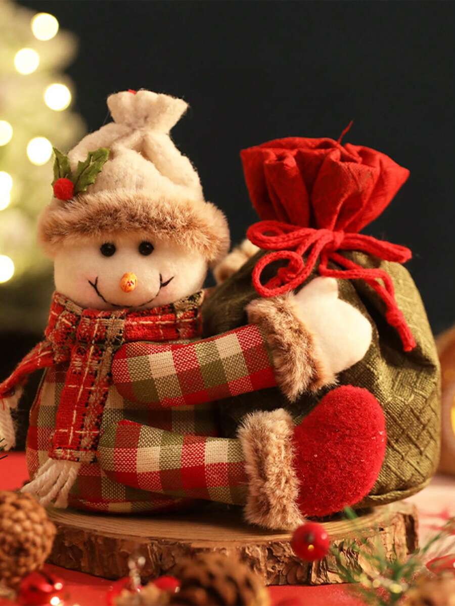 聖誕節禮物袋,可愛的卡通娃娃蘋果和糖果包,適用於聖誕前夕小禮物