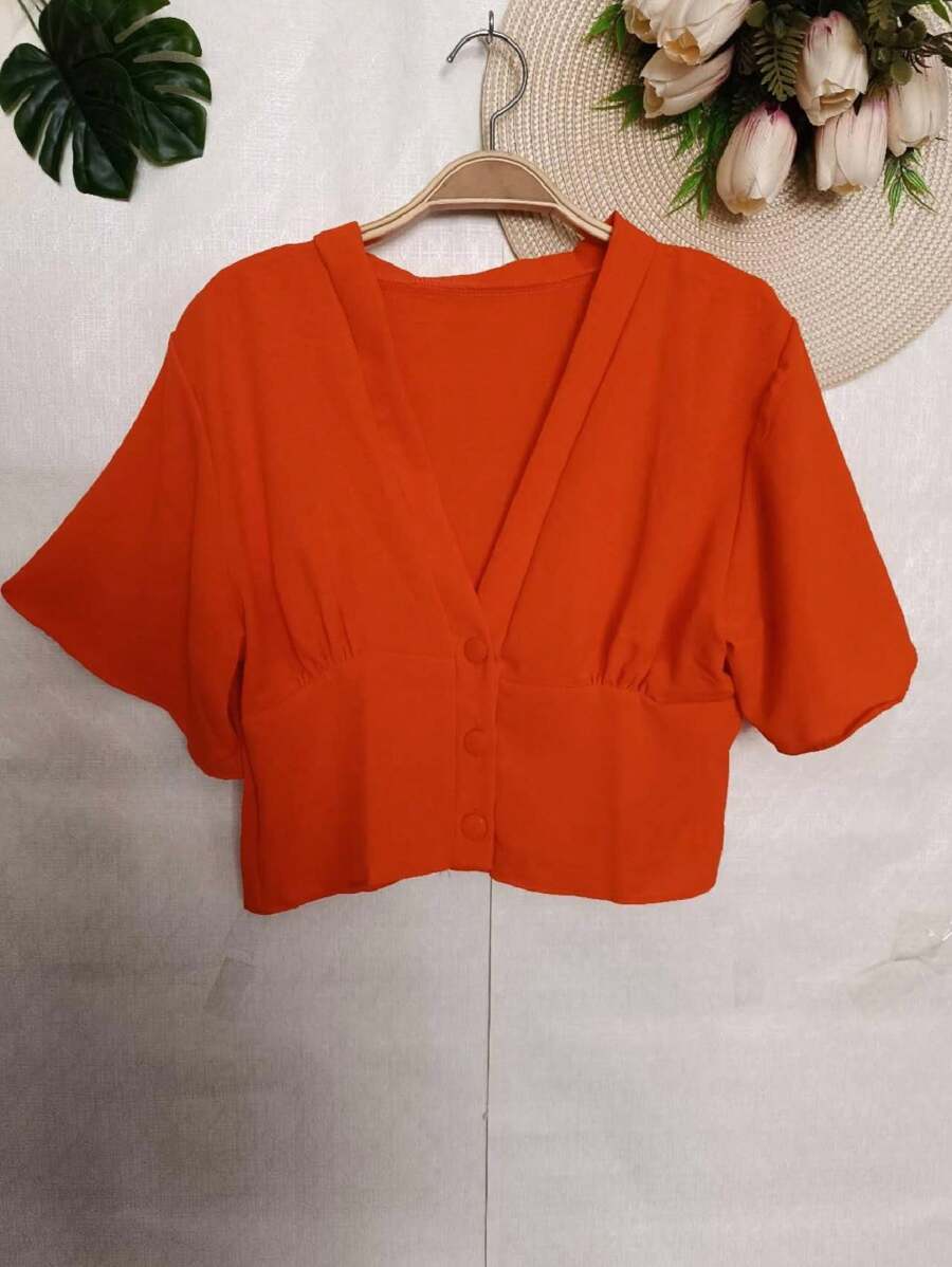 Women Blouses - 橘色 - 查看 1