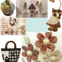 50pcs 10*10cm/3.9*3.9in Vintage Japanese & Korean Pre-Cut Patchwork Fabric Squares, Retro Plaid Textile Remnants For DIY Handmade Crafts, Doll Clothes, Patchwork Sewing, Quilting - Multicolor - View 3