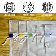 Kit com 5 Sacos para lavar roupas (P, P2, M, G, GG) para Lavar Roupa