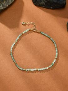 1 件 18K 镀金天然水晶和宝石女式脚链，适合日常佩戴，春夏季 - 彩色 - 查看 3