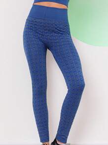 Conjunto Feminino Legging Feminina + Calça Sem Costura: Acinturado Cintura Alta Conforto e Estilo Inigualáveis para o Seu Dia a Dia! - Azul - Visão 5
