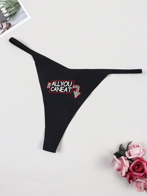 Vrouwen Sexy En Comfortabel Naadloos String Slipjes Met Engels Letterpatroon SHEIN Nederland