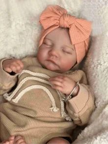 45厘米布身重生娃娃手工制作逼真婴儿娃娃3D彩绘皮肤娃娃玩具 - 杏色 - 查看 5