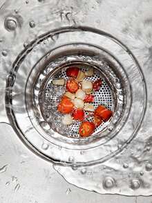 1個帶手柄和殘留物過濾網的不銹鋼水槽,深桶過濾網,適用於廚房使用 - 銀色 - 查看 5