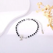 1pc European And American Style Fashionable Titanium Steel Bracelet, Daily Unisex Accessory - Silver - View 14