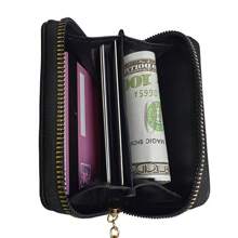 小錢包女款 迷你信用卡套卡片收納盒帶拉鍊鑰匙扣超輕便攜,信用卡、身份證專用白領、女性、女士假期、週年紀念、生日禮物、配件、禮品 - 粉色 - 查看 3