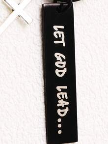 1pc "Let God Lead" Cross Keychain, Christian Keychain - View 3