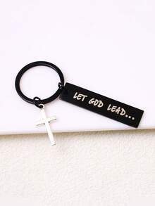 1pc "Let God Lead" Cross Keychain, Christian Keychain - View 4