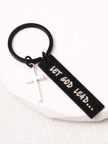 1pc "Let God Lead" Cross Keychain, Christian Keychain - View 2